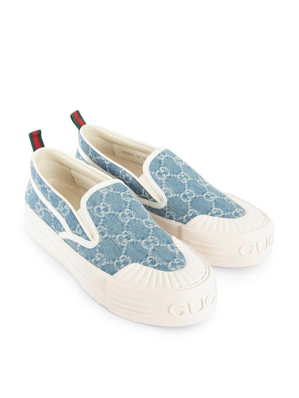 Gucci GG Web Denim Slip on Sneakers (PLEASE REQUEST YOUR SIZE BEFORE PURCHASING) - Picture 2 of 3